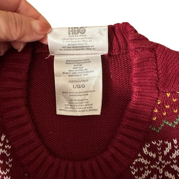 Game of Thrones ~ Burgundy Sweater ~ “I Drink and I Know Things” ~ size Large - Picture 8 of 11